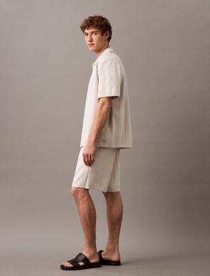 silver birch jacquard mesh jogging shorts for men calvin klein