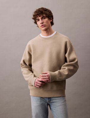 pure cashmere cotton blend relaxed sweatshirt for men calvin klein