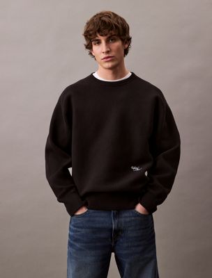 multi cotton blend relaxed sweatshirt for men calvin klein