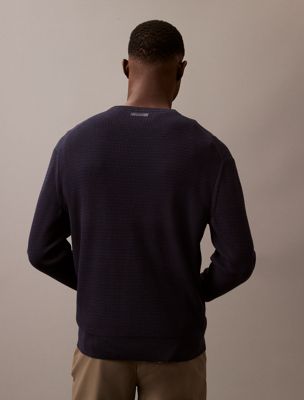 baritone blue textured jumper for men calvin klein