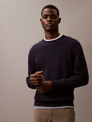 grey textured jumper for men calvin klein