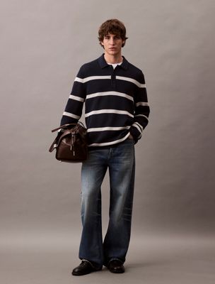 multi striped relaxed polo for men calvin klein