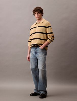 lemon peel striped relaxed polo for men calvin klein