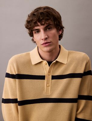 lemon peel striped relaxed polo for men calvin klein