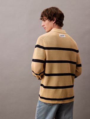 lemon peel striped relaxed polo for men calvin klein