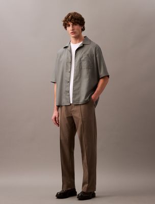 grey technical stretch trousers for men calvin klein