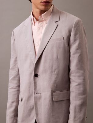 formal gray relaxed travel linen blazer for men calvin klein