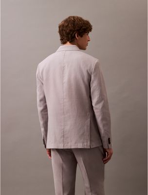 formal gray relaxed travel linen blazer for men calvin klein