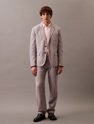 grey relaxed travel linen blazer for men calvin klein