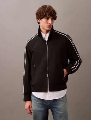 blue relaxed track jacket for men calvin klein