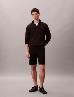 black cotton stretch chino shorts for men calvin klein