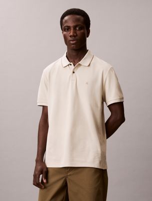beige poloshirt aus baumwoll-piqué für herren - calvin klein