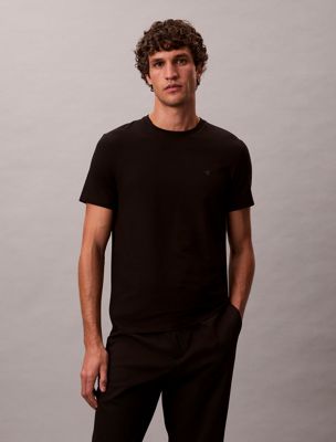 black slim liquid touch cotton t-shirt for men calvin klein