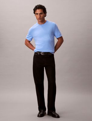 blue pima cotton short sleeve jumper for men calvin klein