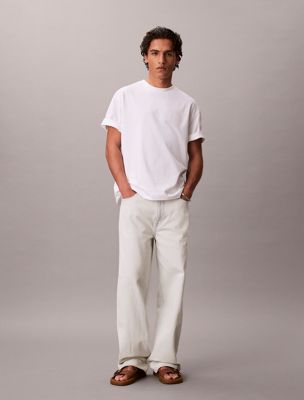 t-shirt relaxed avec insigne emblématique white pour hommes calvin klein