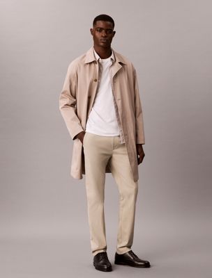 pantaloni chino slim in raso beige da uomini calvin klein