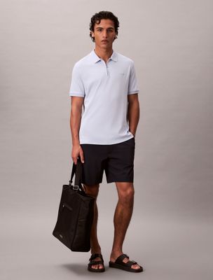 blue slim zip neck polo shirt for men calvin klein
