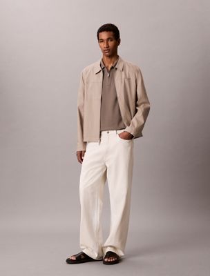 grey slim zip neck polo shirt for men calvin klein