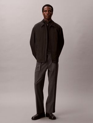 grey gerade nadelstreifenhose aus wollgemisch mit gürtel für herren - calvin klein