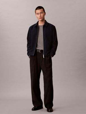 blue cotton dobby blouson jacket for men calvin klein