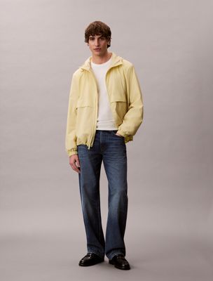 white lightweight heathered nylon windbreaker jacket for men calvin klein