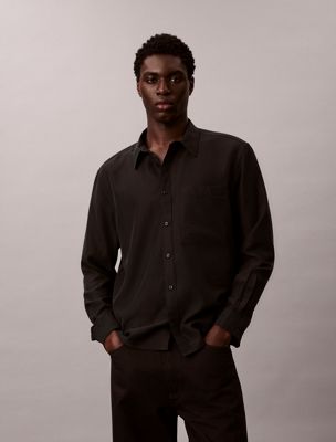 camisa holgada de modal suave black de hombres calvin klein