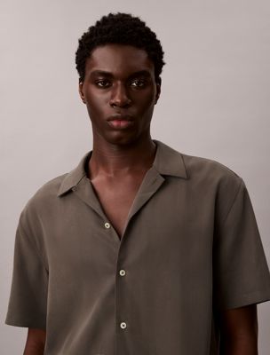 camisa de manga corta de modal suave khaki de hombres calvin klein