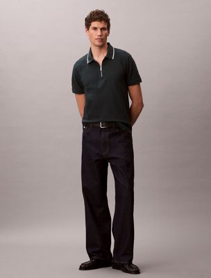 blue cotton piqué polo shirt for men calvin klein