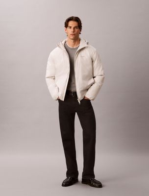 white ultra light padded ripstop jacket for men calvin klein