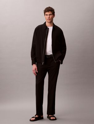 black straight seersucker trousers for men calvin klein