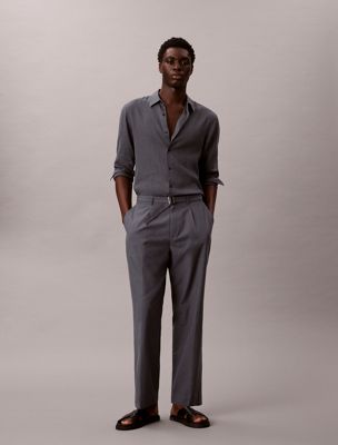  broek met riem van katoen lyocell voor heren - calvin klein