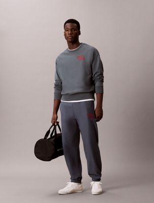 blue relaxed embroidered logo joggers for men calvin klein jeans