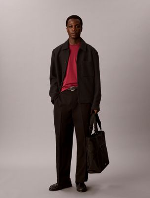 t-shirt slim in cotone con stemma purple da uomini calvin klein
