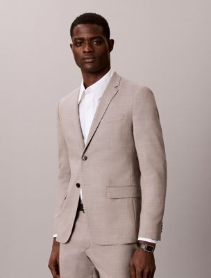 blazer slim in lana brown da uomini calvin klein