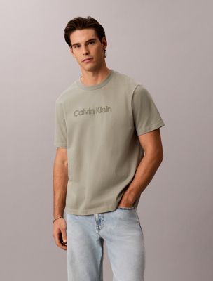 t-shirt relaxed avec logo beige pour hommes calvin klein jeans