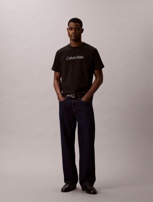 black relaxed logo t-shirt for men calvin klein jeans