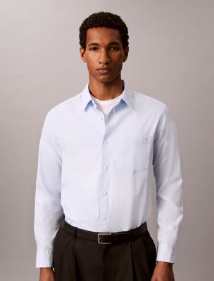 blue oxford button-down shirt for men calvin klein