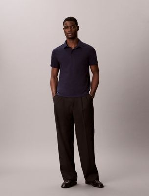 blue slim cotton badge polo shirt for men calvin klein