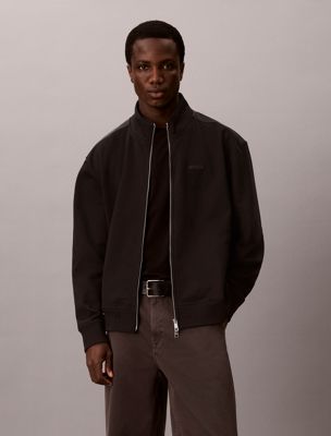 black premium terry zip-up jacket for men calvin klein