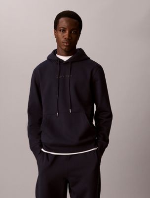 sweat à capuche en polaire avec logo graphique black pour hommes calvin klein