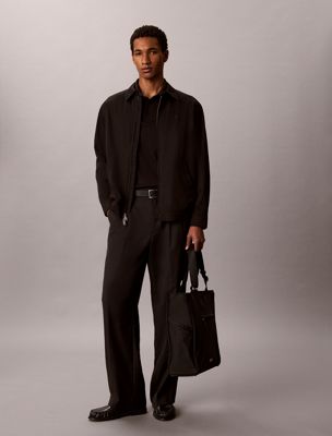 black schmales, langärmliges poloshirt aus supima-baumwolle für herren - calvin klein