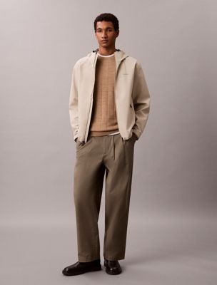 brown merino-wollpullover mit gittermuster für herren - calvin klein