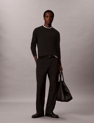 black merino wool grid jumper for men calvin klein