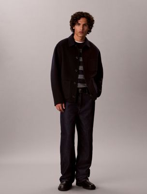 blue cotton irregular stripe jumper for men calvin klein