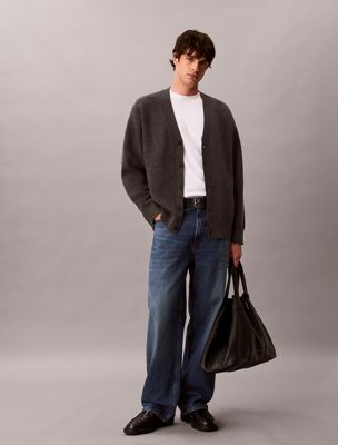 grey zacht wollen vest met v-hals voor heren - calvin klein