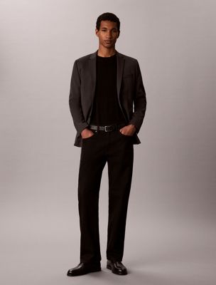 grey slim wool textured blazer for men calvin klein