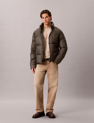 green down puffer jacket for men calvin klein