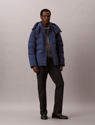 doudoune relaxed d'aspect mat blue pour hommes calvin klein