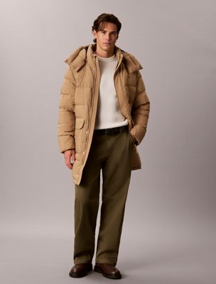 piumino lungo con cappuccio brown da uomini calvin klein