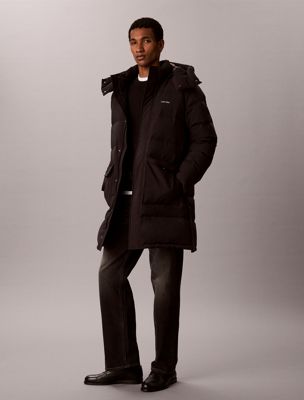 doudoune longue à capuche en duvet black pour hommes calvin klein